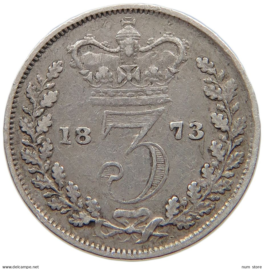 GREAT BRITAIN THREEPENCE 1873 Victoria 1837-1901 #t075 0311 - F. 3 Pence