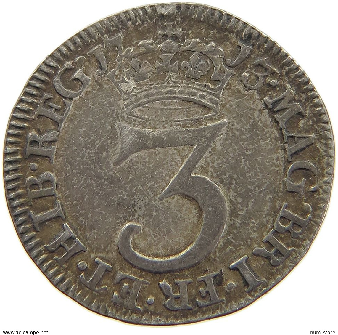 GREAT BRITAIN THREEPENCE 1713 Anne (1702-1714) MAUNDY #t070 0313 - E. 3 Pence