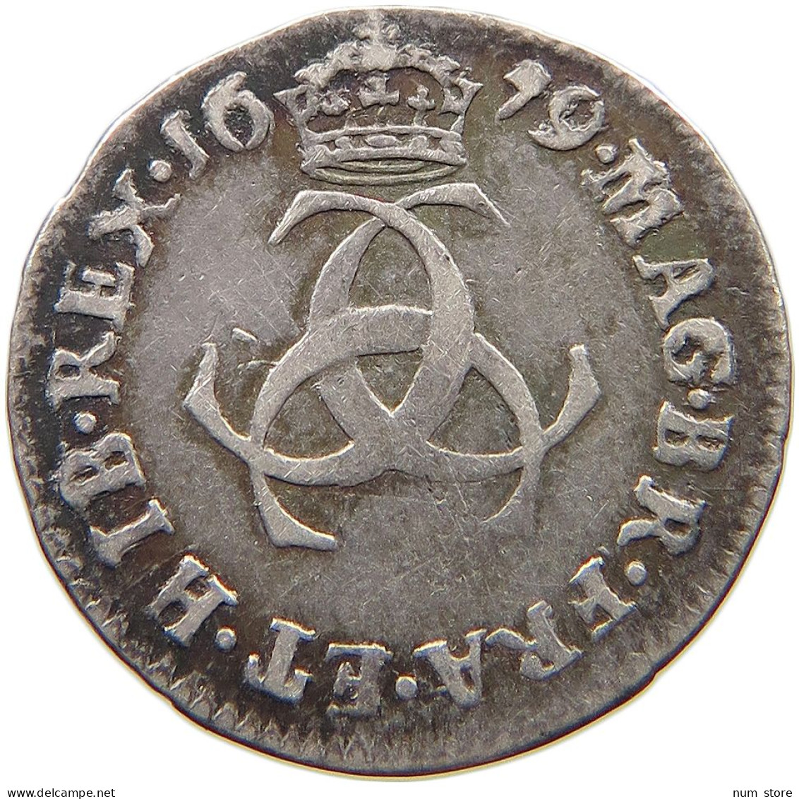 GREAT BRITAIN THREEPENCE 1679 Charles II (1660-1685) #t116 1075 - E. 3 Pence