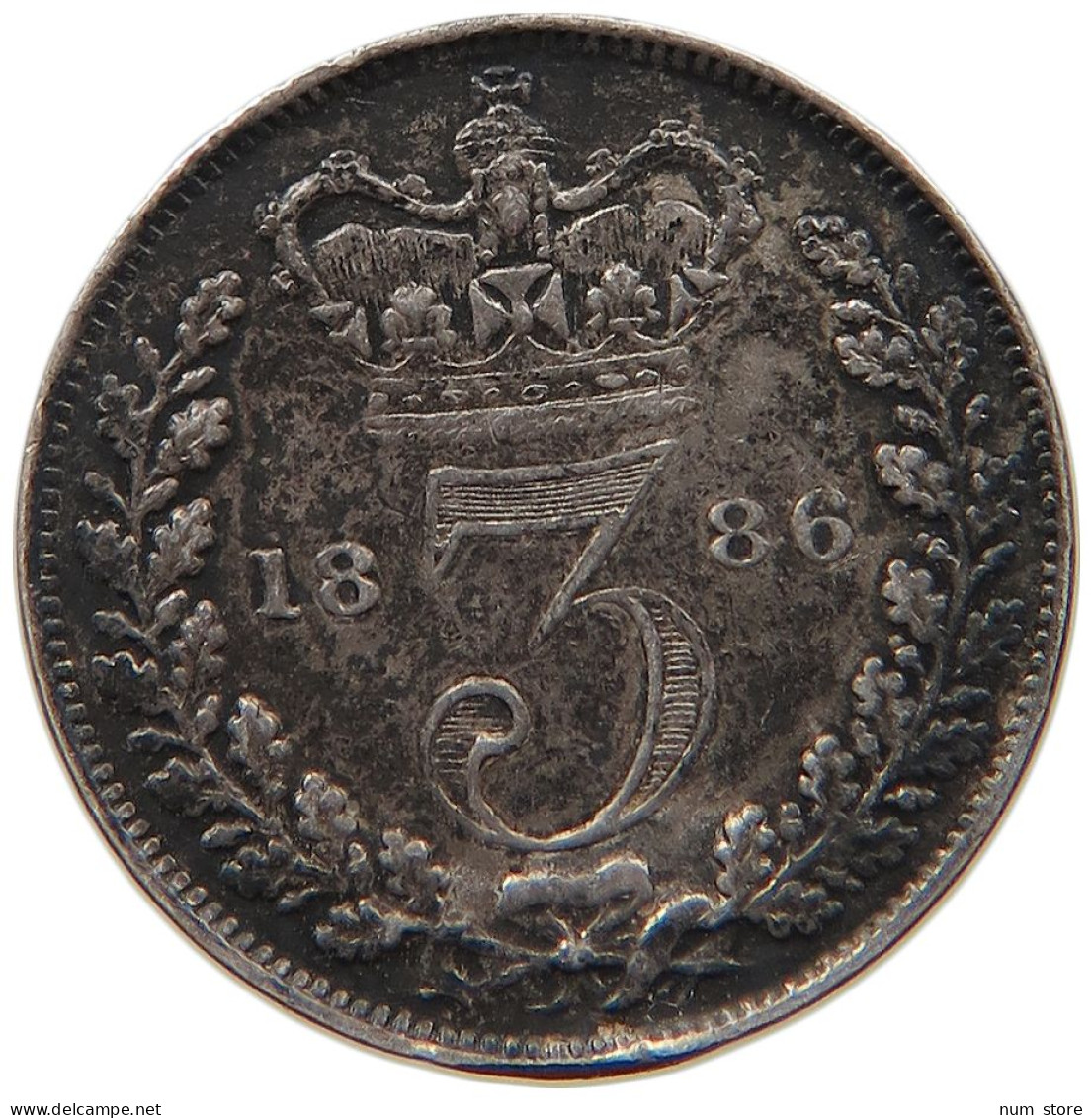 GREAT BRITAIN THREEPENCE 1886 Victoria 1837-1901 #s017 0041 - F. 3 Pence