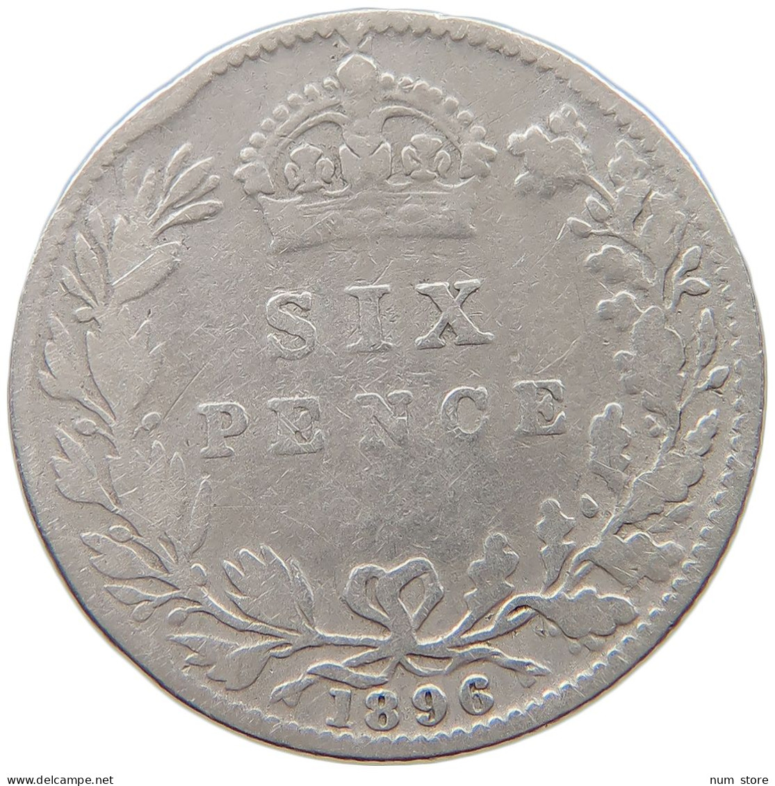 GREAT BRITAIN SIXPENCE 1896 Victoria 1837-1901 #s038 0547 - H. 6 Pence