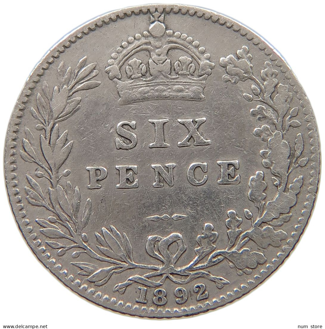 GREAT BRITAIN SIXPENCE 1892 Victoria 1837-1901 #c040 0399 - H. 6 Pence