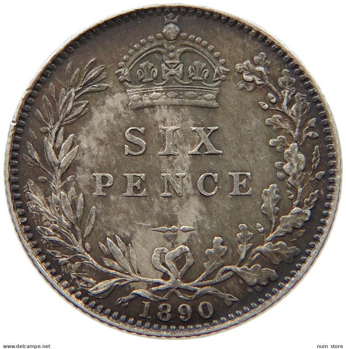 GREAT BRITAIN SIXPENCE 1890 Victoria 1837-1901 #t078 0181 - H. 6 Pence