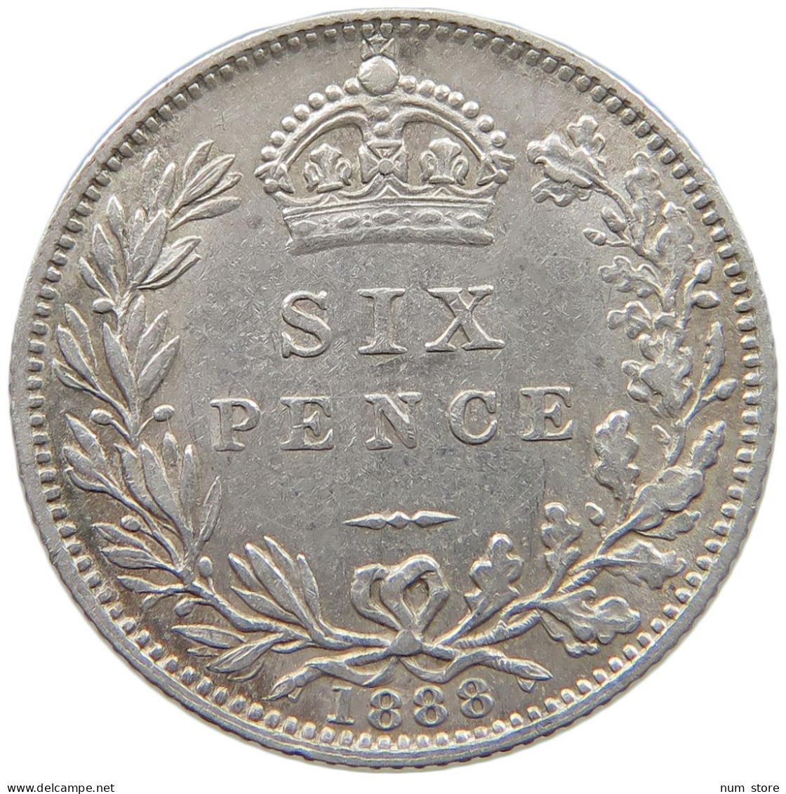 GREAT BRITAIN SIXPENCE 1888 Victoria 1837-1901 #t003 0257 - H. 6 Pence