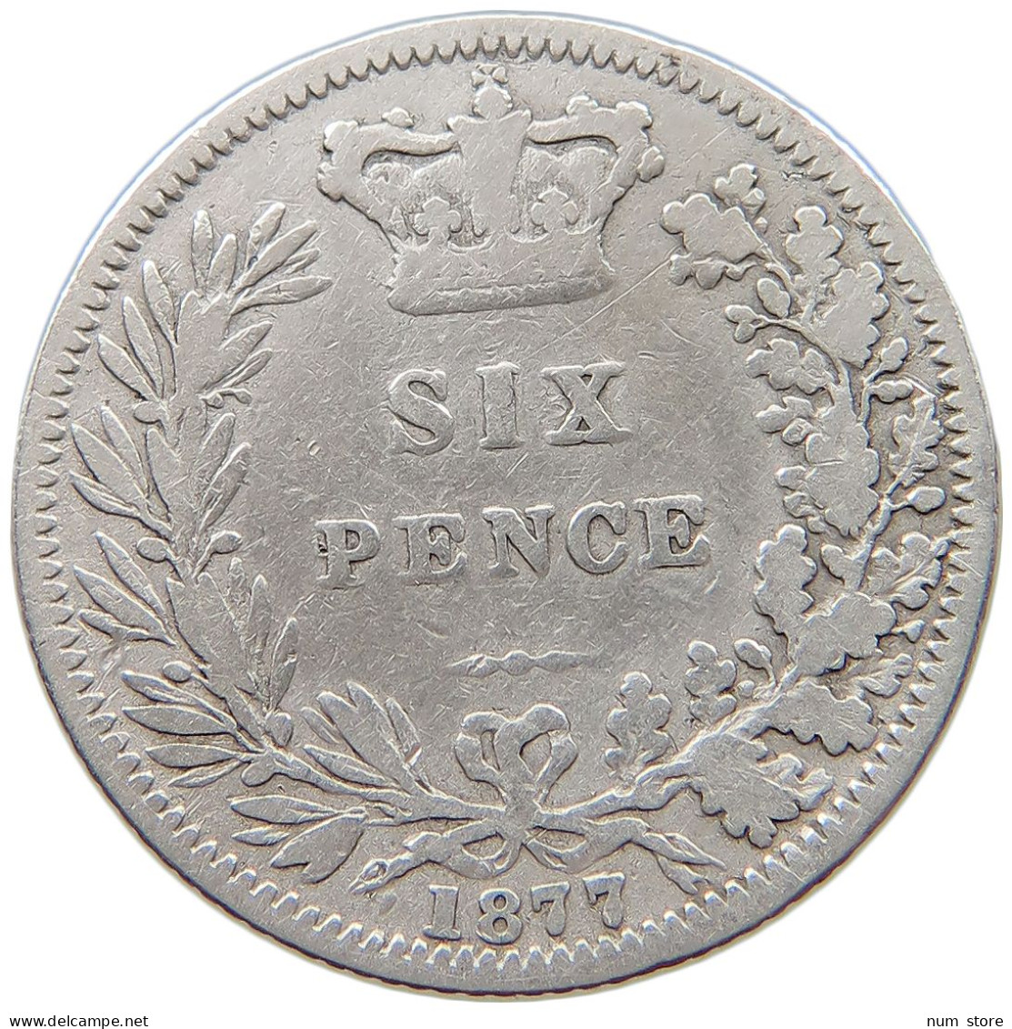 GREAT BRITAIN SIXPENCE 1877 Victoria 1837-1901 #s049 0521 - H. 6 Pence