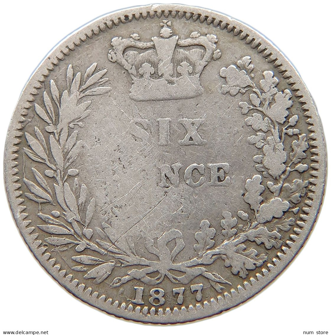 GREAT BRITAIN SIXPENCE 1877 Victoria 1837-1901 #s038 0579 - H. 6 Pence