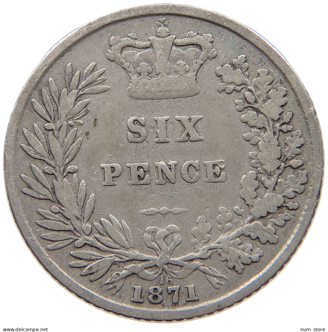 GREAT BRITAIN SIXPENCE 1871 Victoria 1837-1901 DIE 16 #c058 0271 - H. 6 Pence