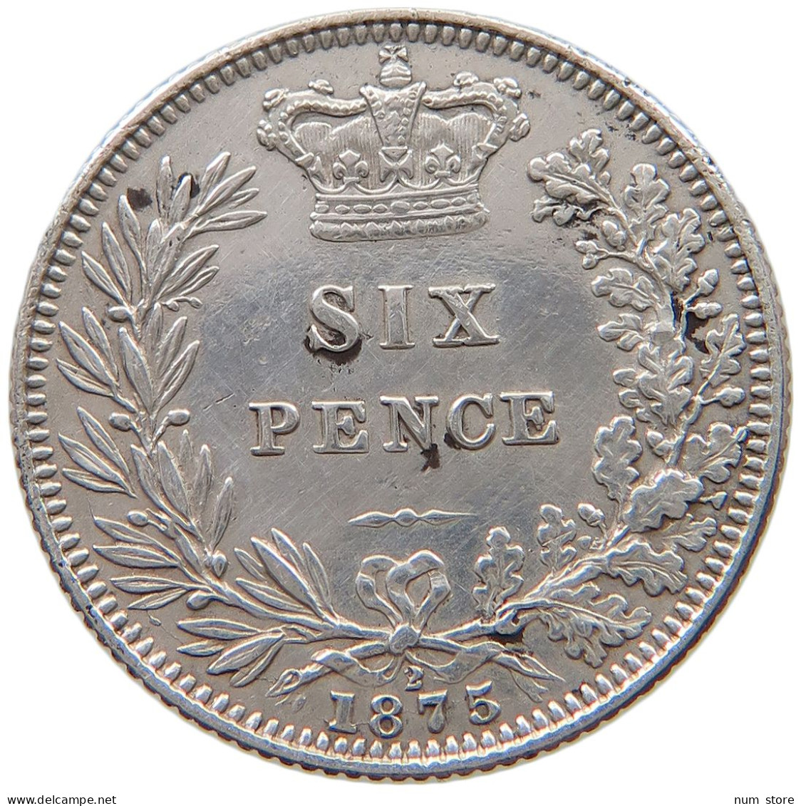 GREAT BRITAIN SIXPENCE 1875 Victoria 1837-1901 #t107 0463 - H. 6 Pence