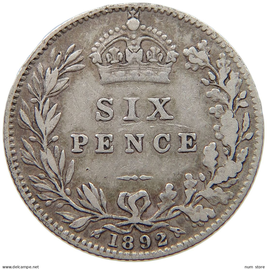 GREAT BRITAIN SIXPENCE 1892 Victoria 1837-1901 #t075 0399 - H. 6 Pence