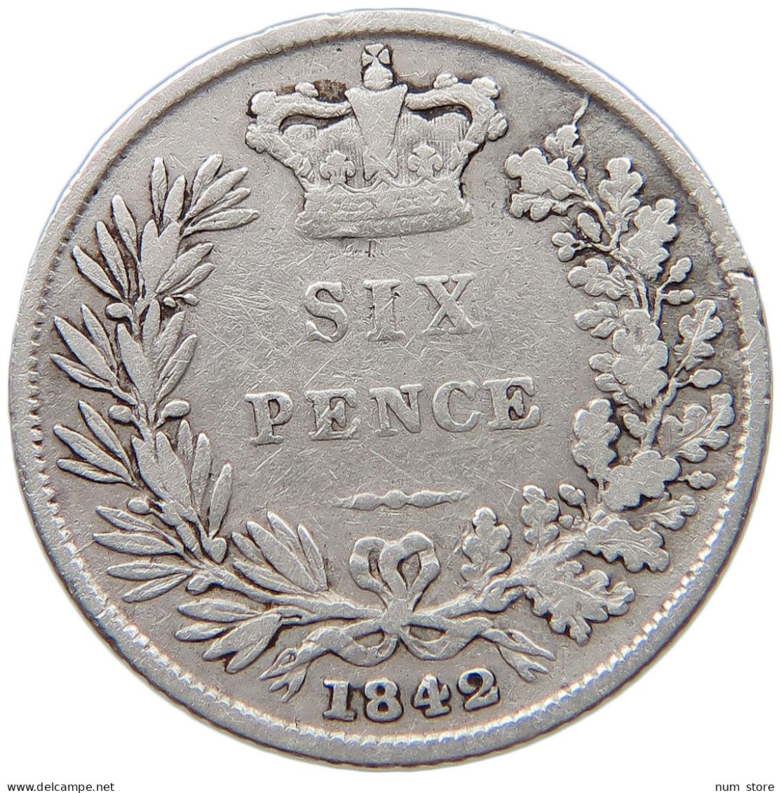 GREAT BRITAIN SIXPENCE 1842 Victoria 1837-1901 #t095 0539 - H. 6 Pence