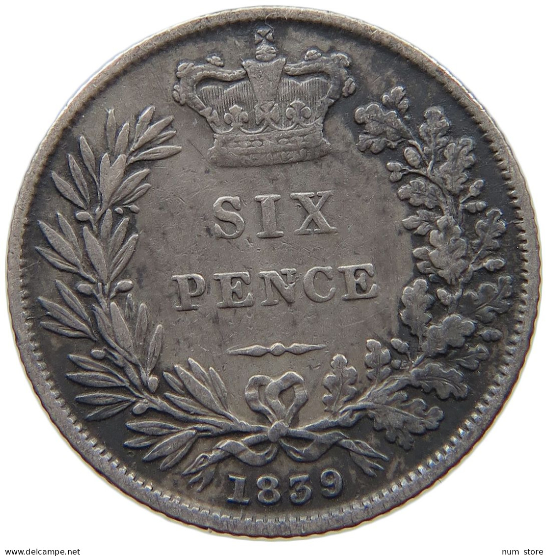 GREAT BRITAIN SIXPENCE 1839 Victoria 1837-1901 #c058 0269 - H. 6 Pence