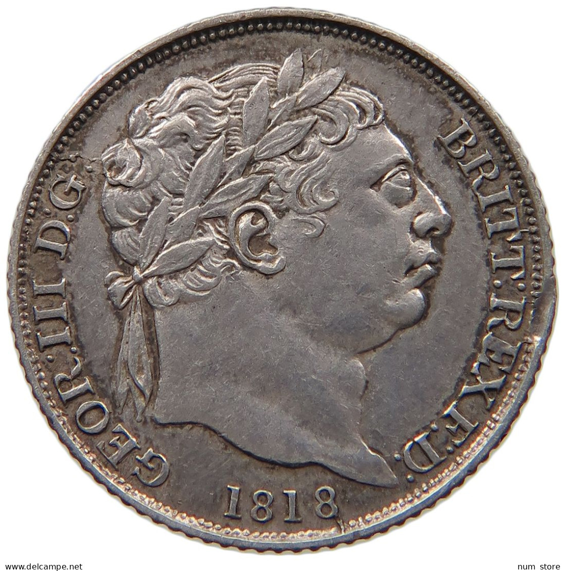 GREAT BRITAIN SIXPENCE 1818 GEORGE III. 1760-1820 #t154 0345 - H. 6 Pence