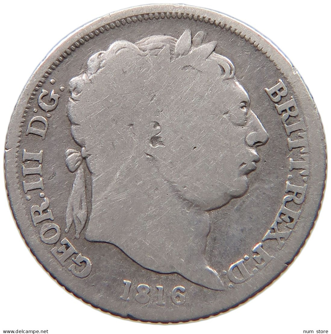 GREAT BRITAIN SIXPENCE 1816 GEORGE III. 1760-1820 #c019 0057 - G. 6 Pence