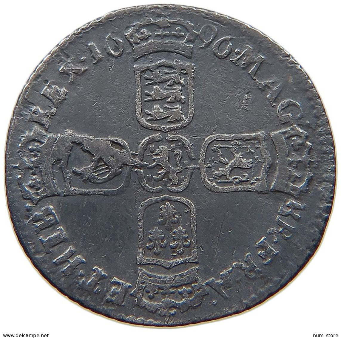 GREAT BRITAIN SIXPENCE 1696 WILLIAM III. (1694-1702) #t118 1163 - G. 6 Pence