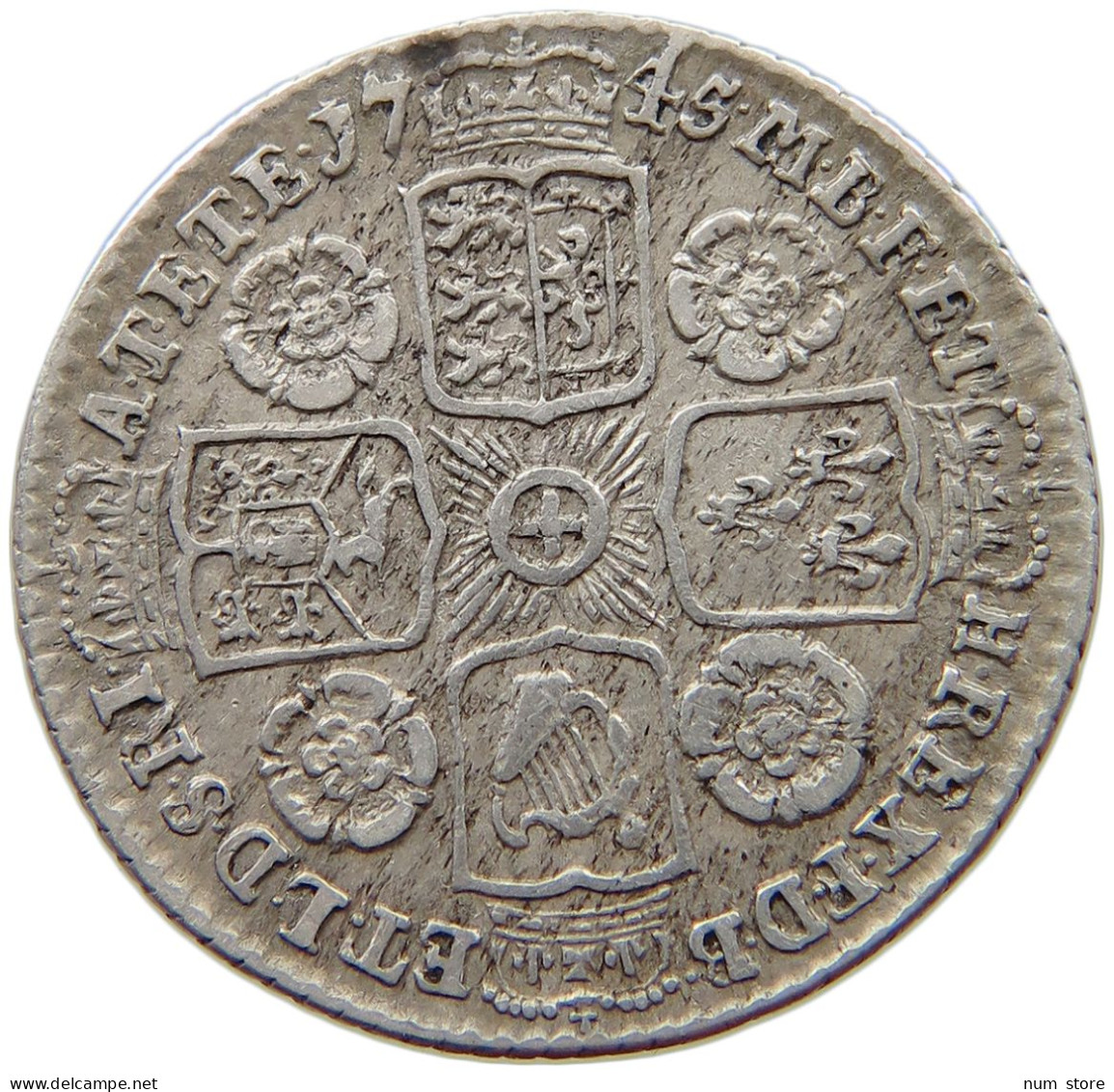 GREAT BRITAIN SIXPENCE 1745 George II. 1727-1760. #t148 0541 - G. 6 Pence