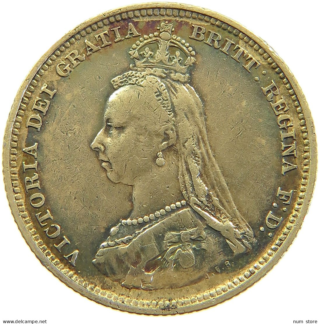 GREAT BRITAIN SHILLING 1887 Victoria 1837-1901 ENAMELED #s010 0351 - I. 1 Shilling