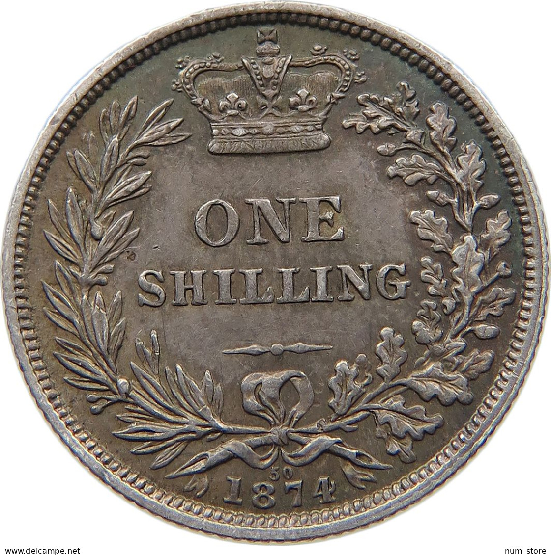 GREAT BRITAIN SHILLING 1874 Victoria 1837-1901 DIE 50 #t115 0321 - I. 1 Shilling