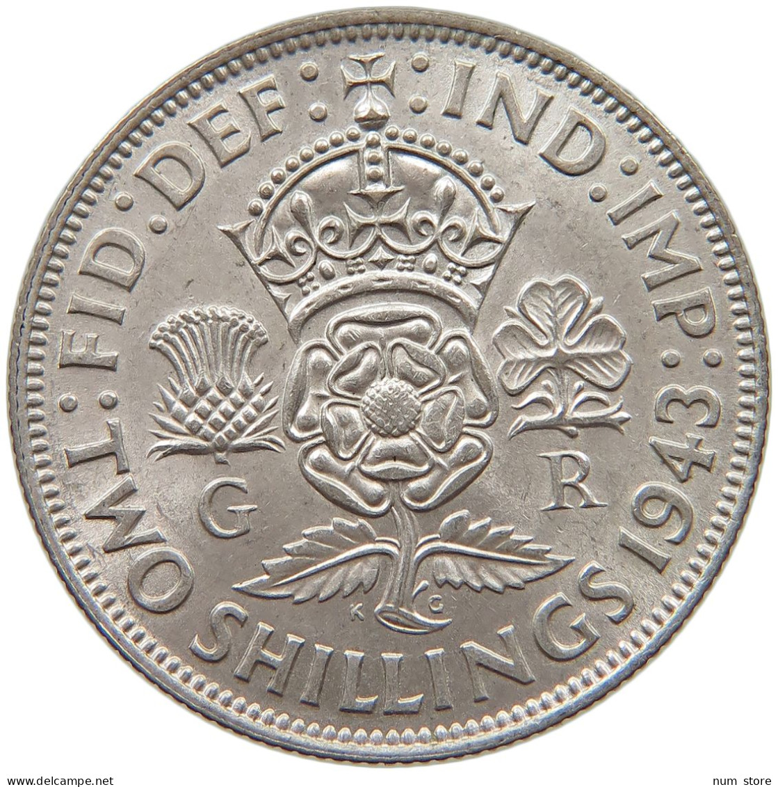 GREAT BRITAIN TWO SHILLINGS 1943 George VI. (1936-1952) #c037 0553 - J. 1 Florin / 2 Shillings