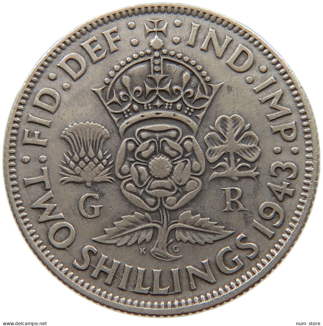 GREAT BRITAIN TWO SHILLINGS 1943 George VI. (1936-1952) #a082 0217 - J. 1 Florin / 2 Schillings