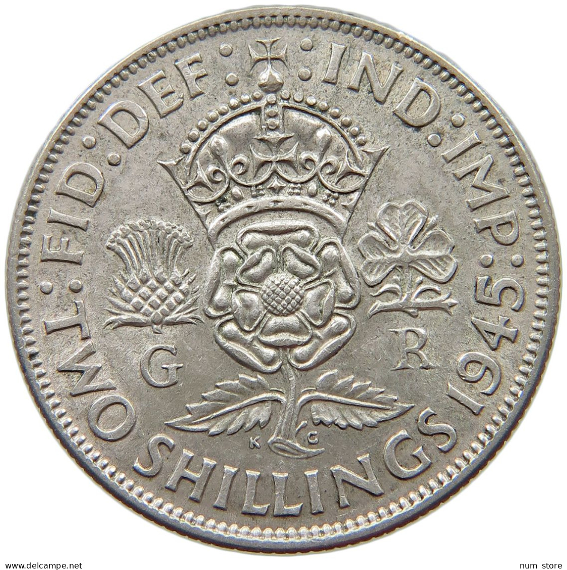 GREAT BRITAIN TWO SHILLINGS 1945 George VI. (1936-1952) #s074 0385 - J. 1 Florin / 2 Shillings