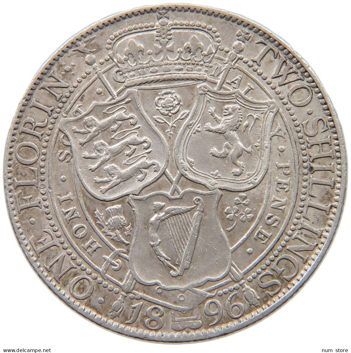 GREAT BRITAIN TWO SHILLINGS 1896 Victoria 1837-1901 #t085 0325 - J. 1 Florin / 2 Schilling