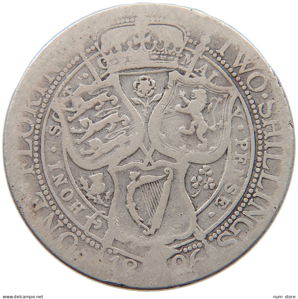 GREAT BRITAIN TWO SHILLINGS 1896 Victoria 1837-1901 #c001 0003 - J. 1 Florin / 2 Schilling