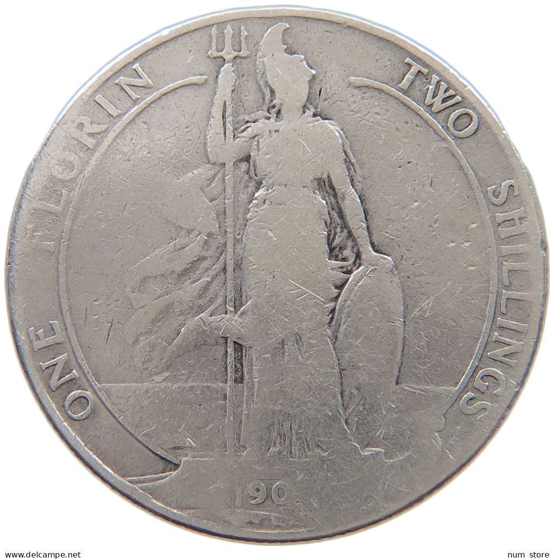 GREAT BRITAIN TWO SHILLINGS 190. Edward VII., 1901 - 1910 #a063 0733 - J. 1 Florin / 2 Schillings