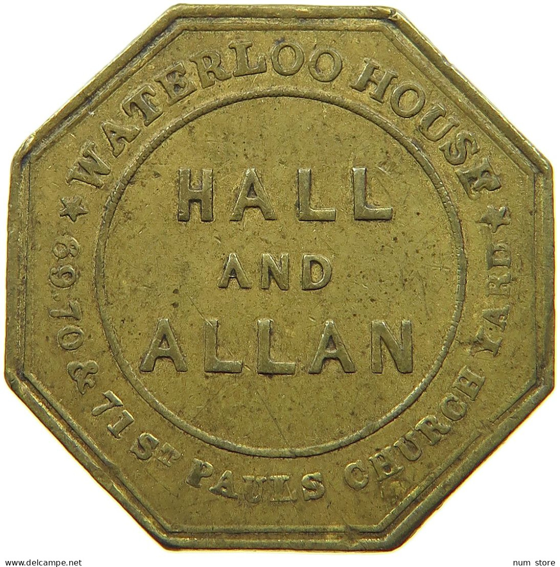 GREAT BRITAIN TOKEN  TOKEN HALL AND ALLAN WATERLOO HOUSE #a033 0849 - Altri & Non Classificati