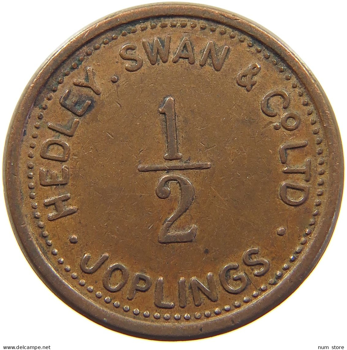 GREAT BRITAIN TOKEN  1/2 JOPLINGS HEDLEY SWAN #c035 0027 - Sonstige & Ohne Zuordnung