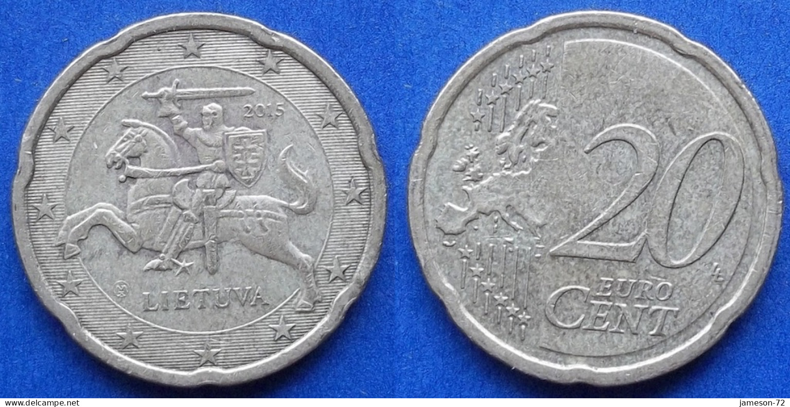 LITHUANIA - 20 Euro Cents 2015 KM# 209 Euro Coinage (2015) - Edelweiss Coins - Litauen