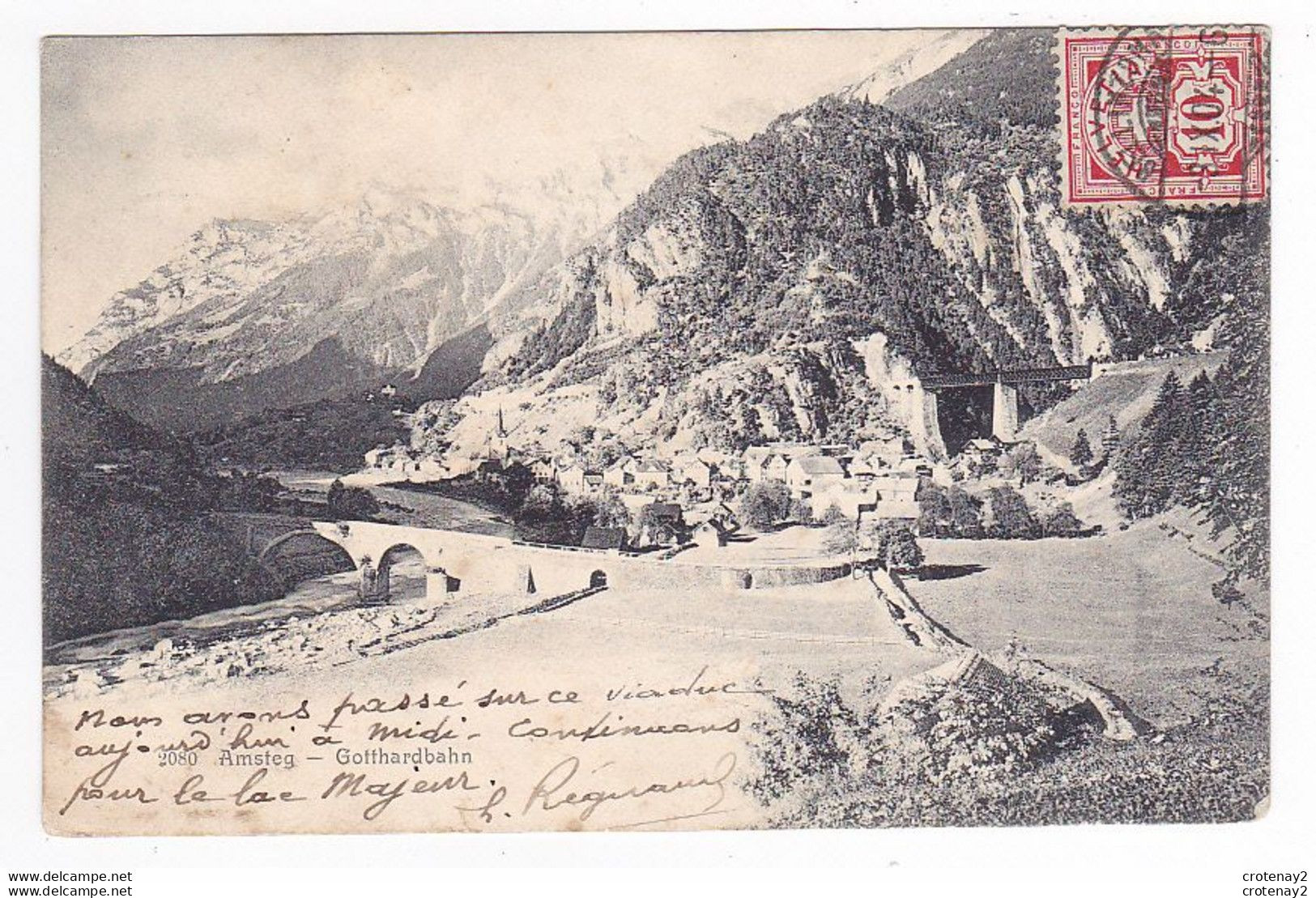 Uri AMSTEG SILENEN N°2080 Gothardbahn VOIR DOS Postée De Bellinzona En 1904 Beaux Ponts Métallique Et Maçonnerie - Silenen