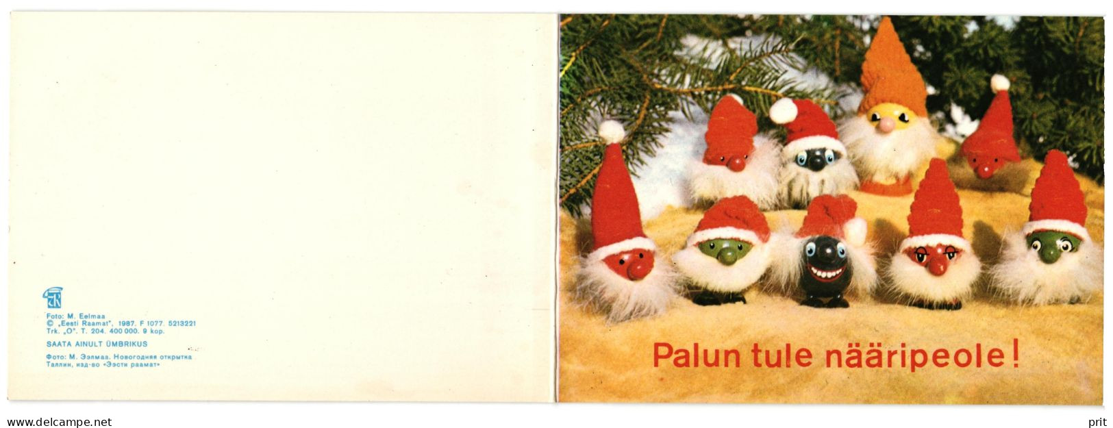Gnomes Elves, Please Come To Christmas Party! 1987 Unused Vintage Postcard. Publisher Eesti Raamat, Estonia - Estonie