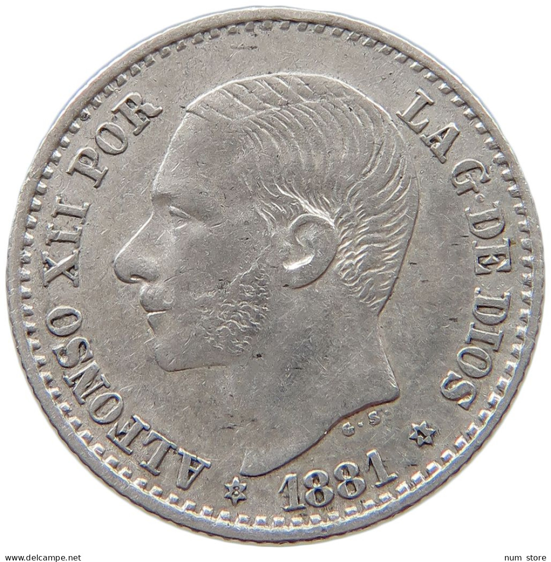 SPAIN 50 CENTIMOS 1881 Alfonso XII. (1874–1885) #t148 0633 - Andere & Zonder Classificatie