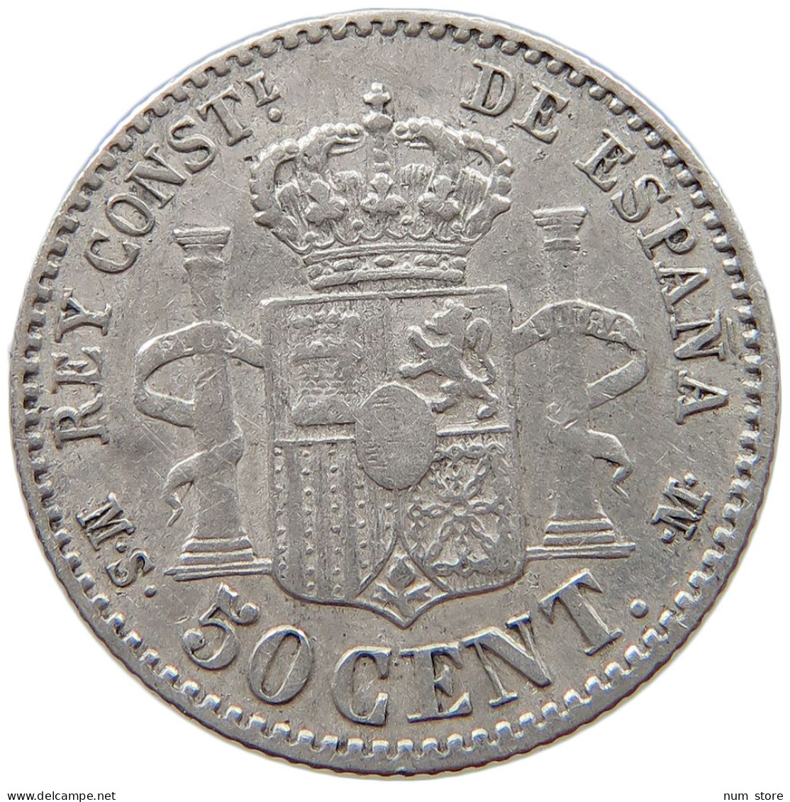 SPAIN 50 CENTIMOS 1881 Alfonso XII. (1874–1885) #t148 0633 - Sonstige & Ohne Zuordnung
