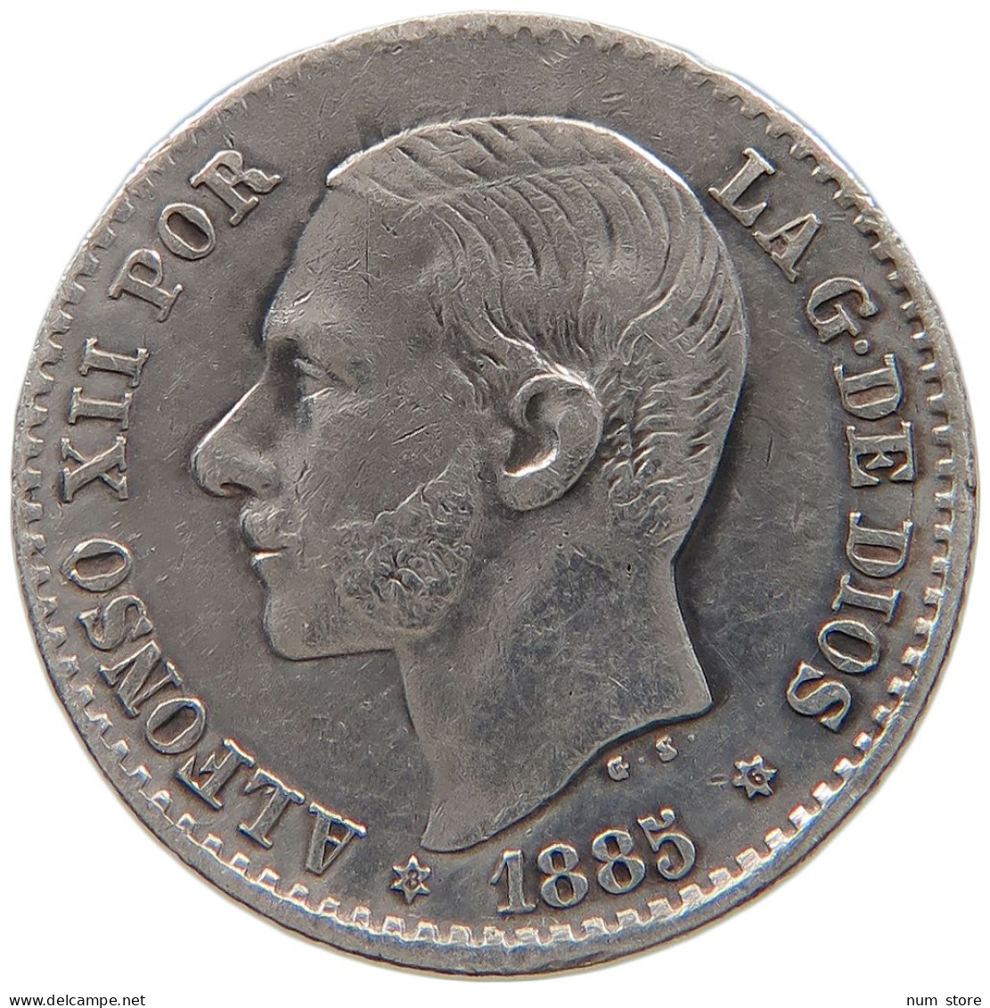 SPAIN 50 CENTIMOS 1885 Alfonso XII. (1874–1885) #t160 0355 - Sonstige & Ohne Zuordnung