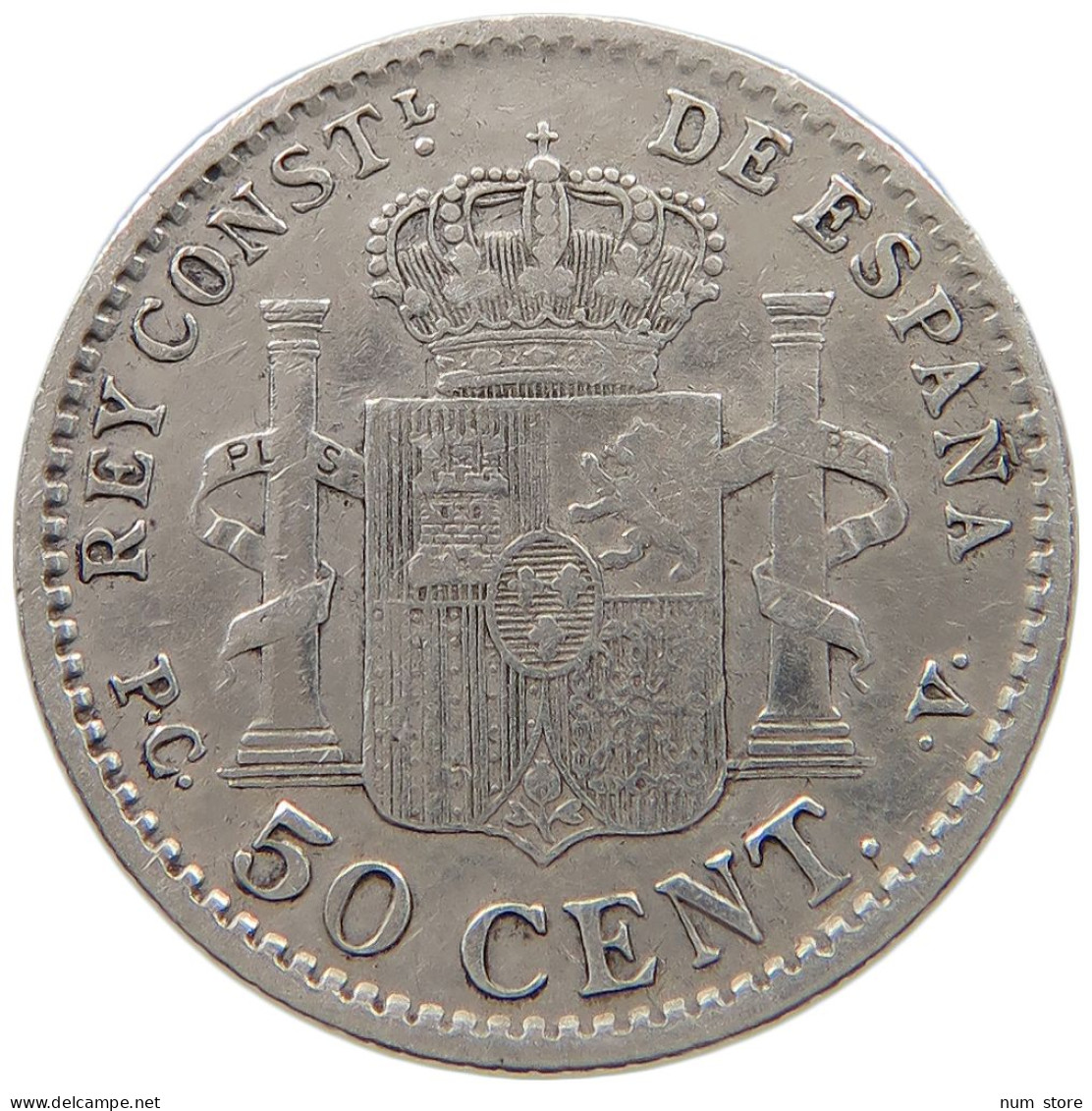 SPAIN 50 CENTIMOS 1904 Alfonso XIII. (1886–1941) #a045 0799 - Andere & Zonder Classificatie