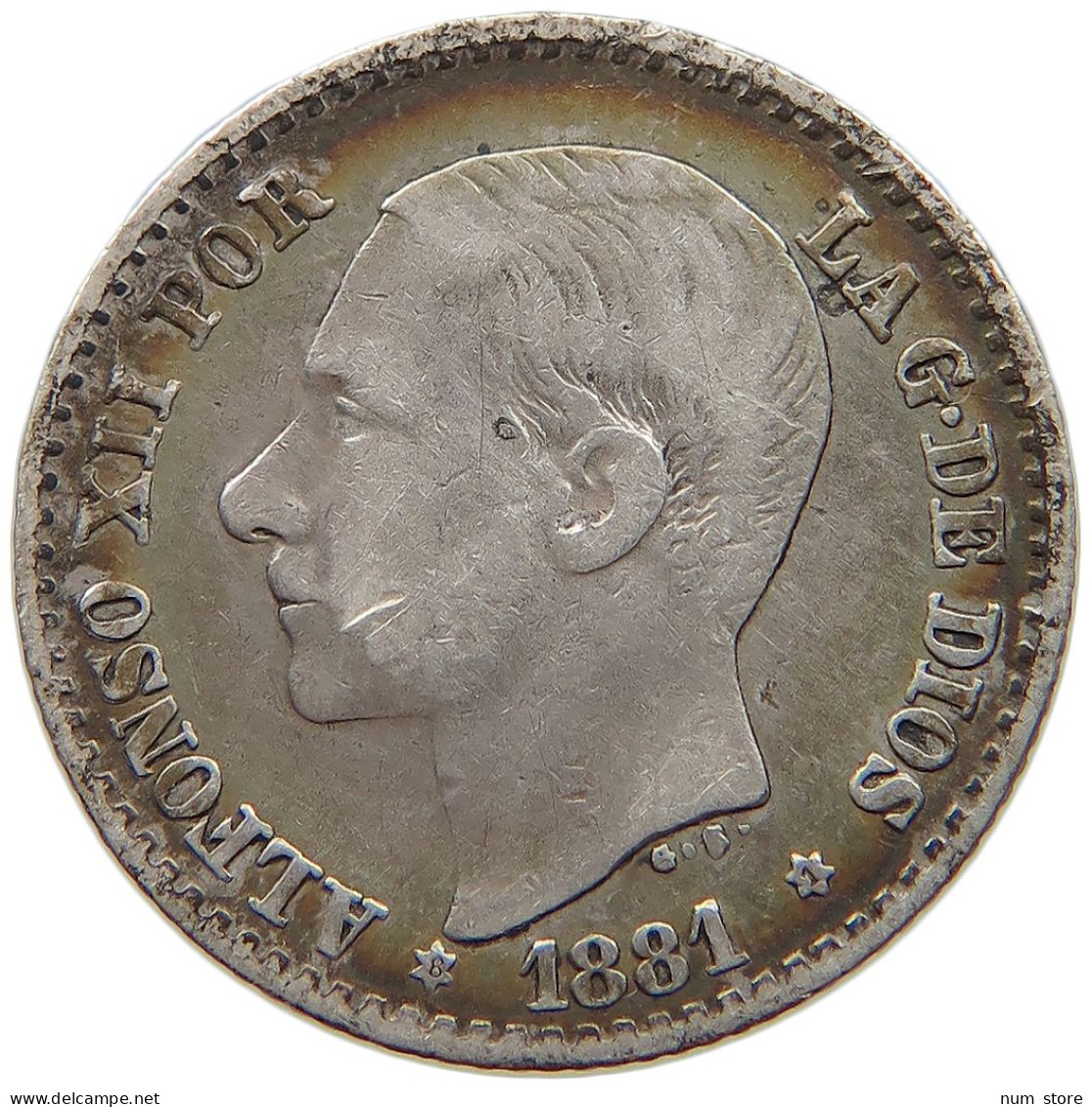 SPAIN 50 CENTIMOS 1881 Alfonso XII. (1874–1885) #s038 0613 - Autres & Non Classés