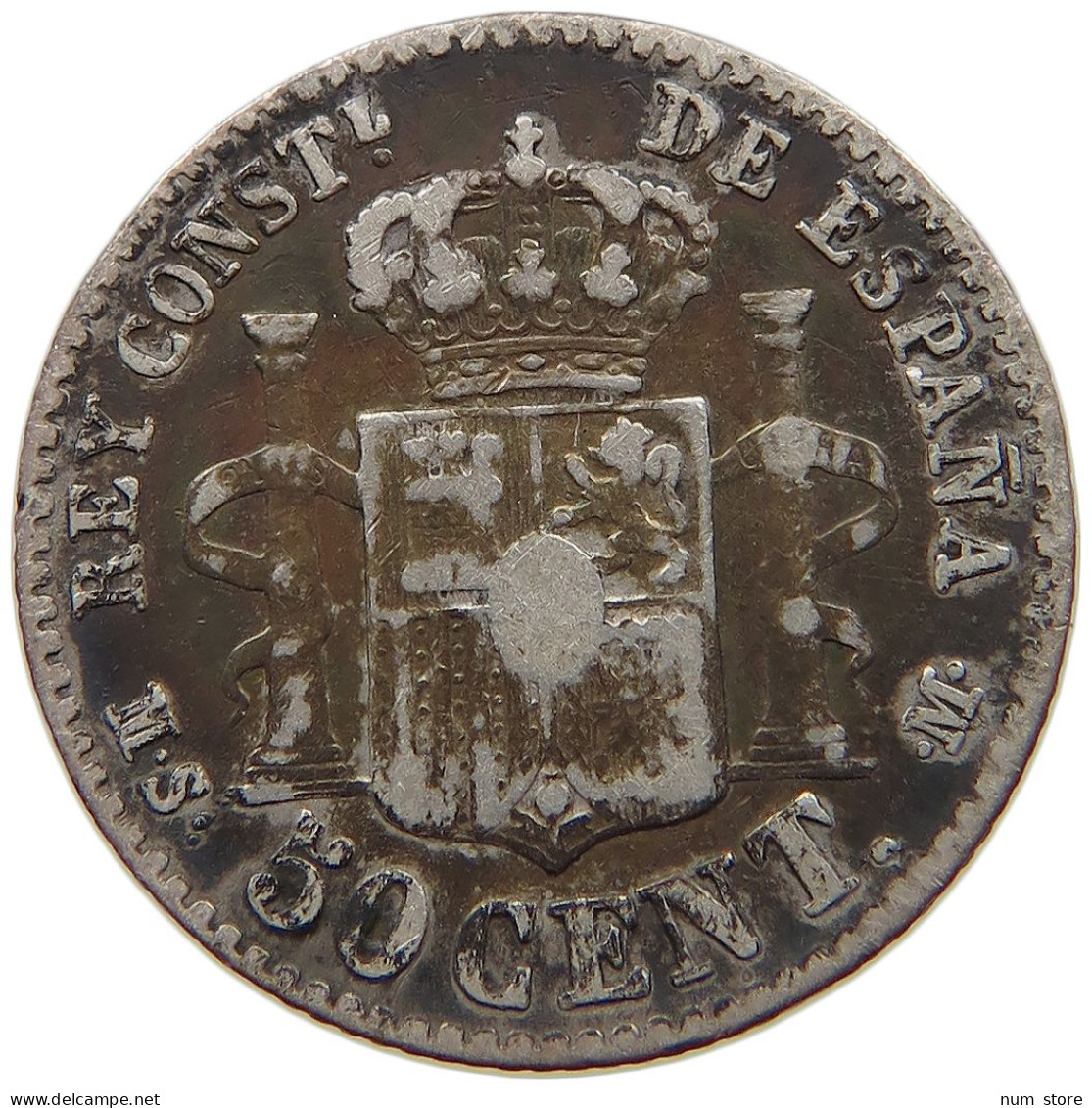 SPAIN 50 CENTIMOS 1881 Alfonso XII. (1874–1885) #s038 0613 - Sonstige & Ohne Zuordnung