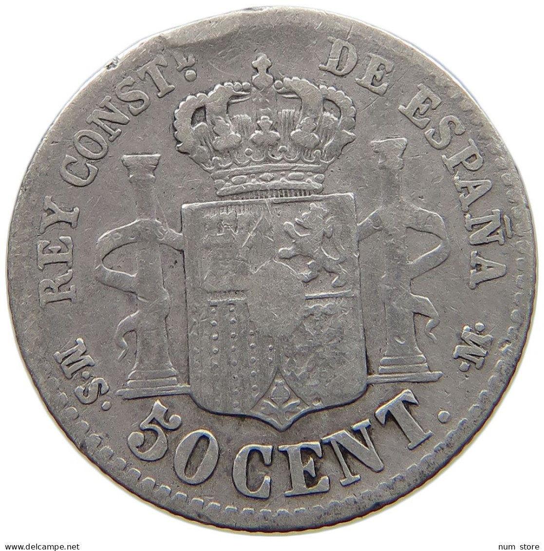 SPAIN 50 CENTIMOS 1881 Alfonso XII. (1874–1885) #a091 0477 - Sonstige & Ohne Zuordnung