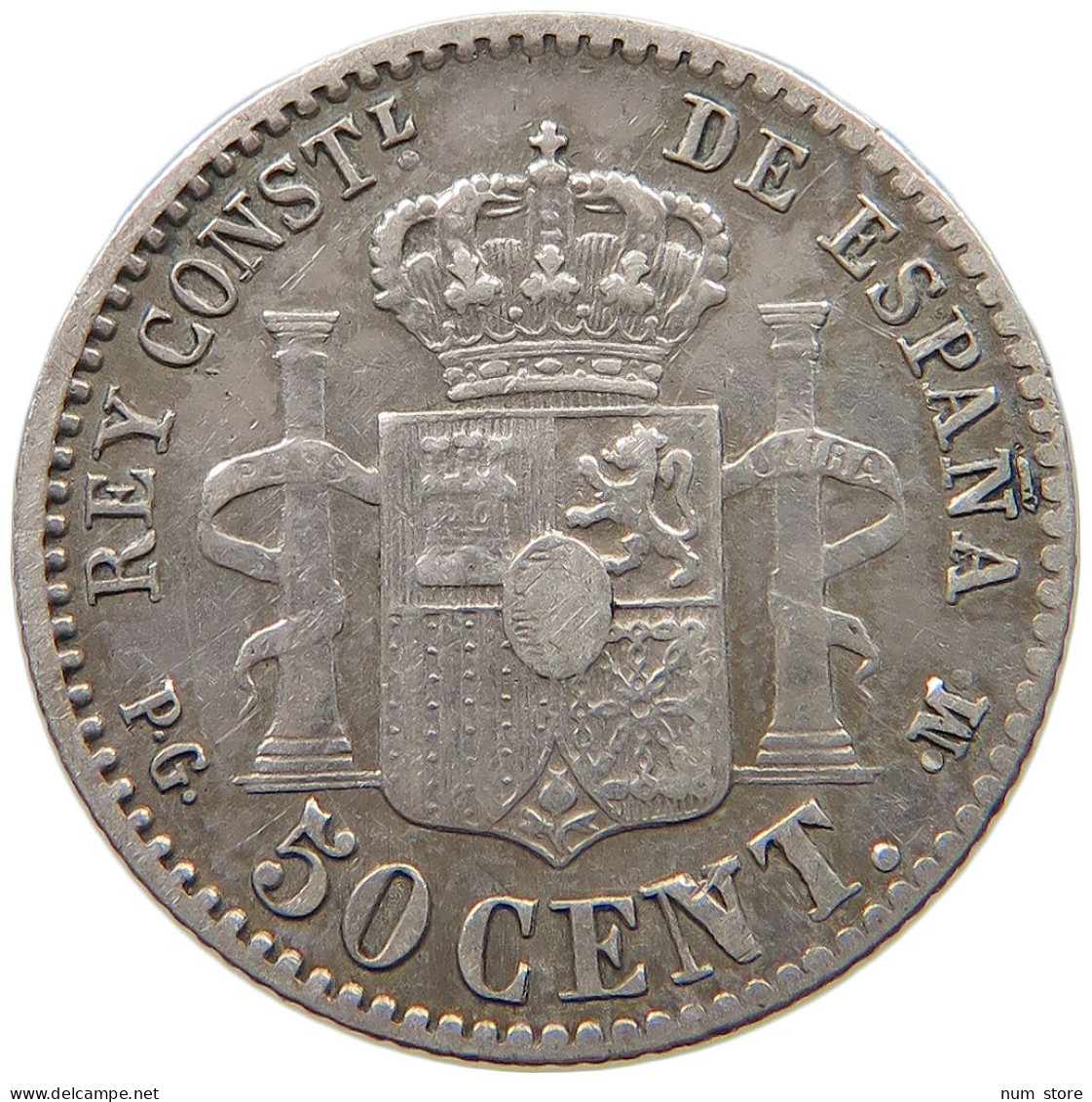 SPAIN 50 CENTIMOS 1892 Alfonso XIII. (1886–1941) #t111 1329 - Sonstige & Ohne Zuordnung