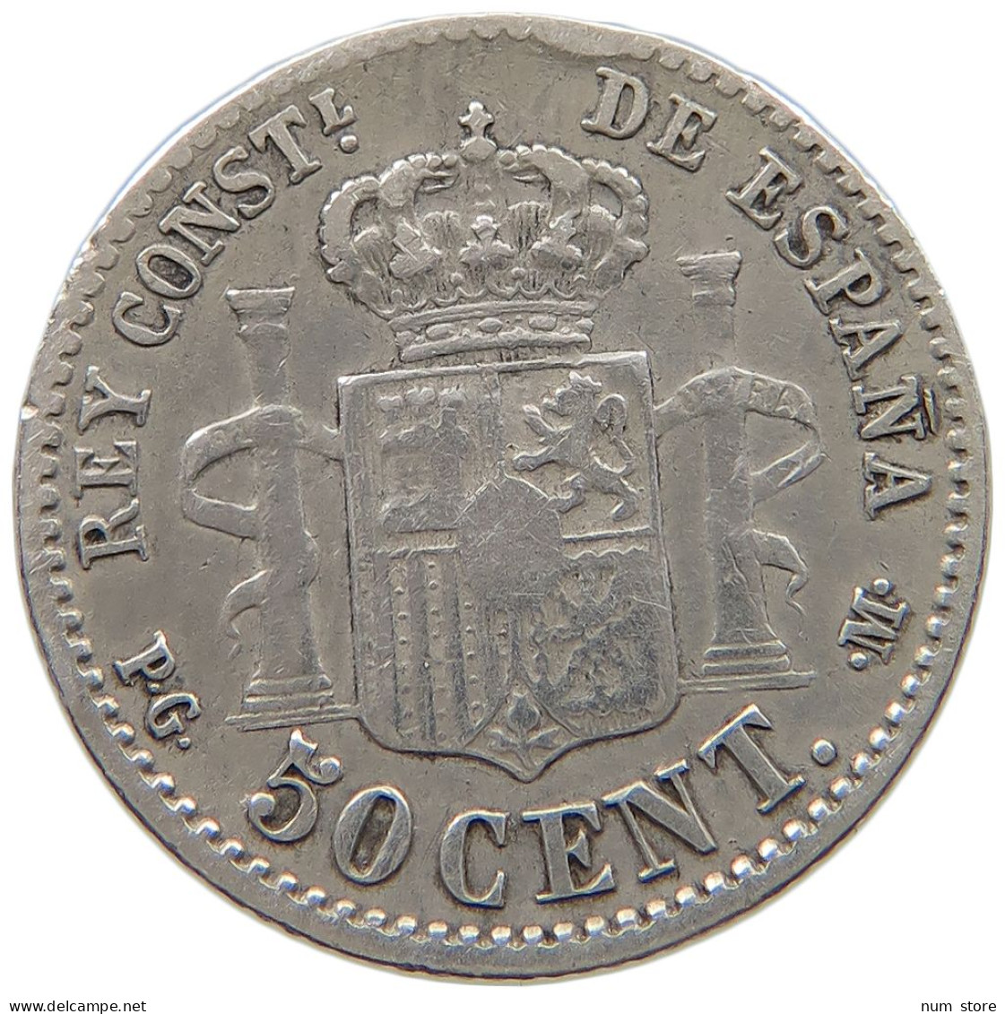 SPAIN 50 CENTIMOS 1892 Alfonso XIII. (1886–1941) #a045 0801 - Andere & Zonder Classificatie