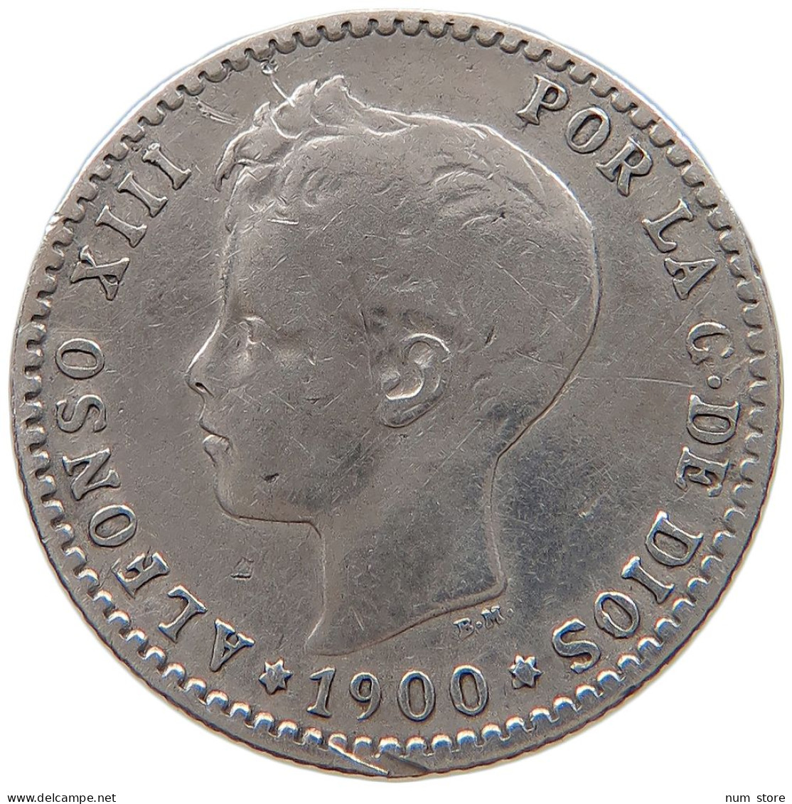 SPAIN 50 CENTIMOS 1900 Alfonso XIII. (1886–1941) #t162 0245 - Andere & Zonder Classificatie