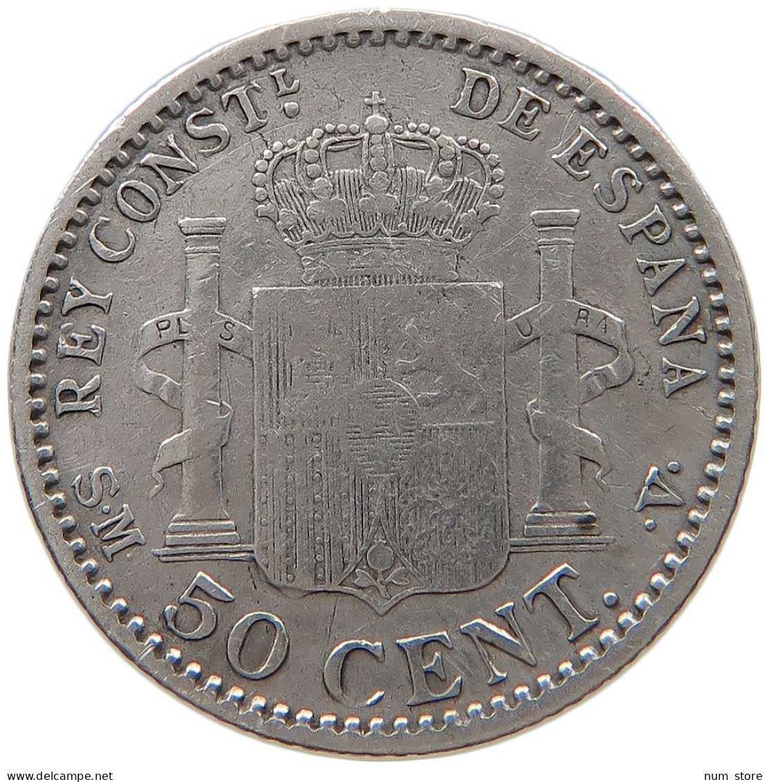 SPAIN 50 CENTIMOS 1900 Alfonso XIII. (1886–1941) #t162 0245 - Autres & Non Classés