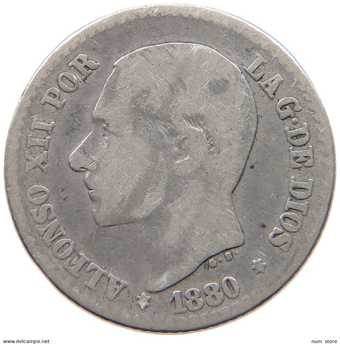 SPAIN 50 CENTIMOS 1880 Alfonso XII. (1874–1885) #c040 0453 - Andere & Zonder Classificatie