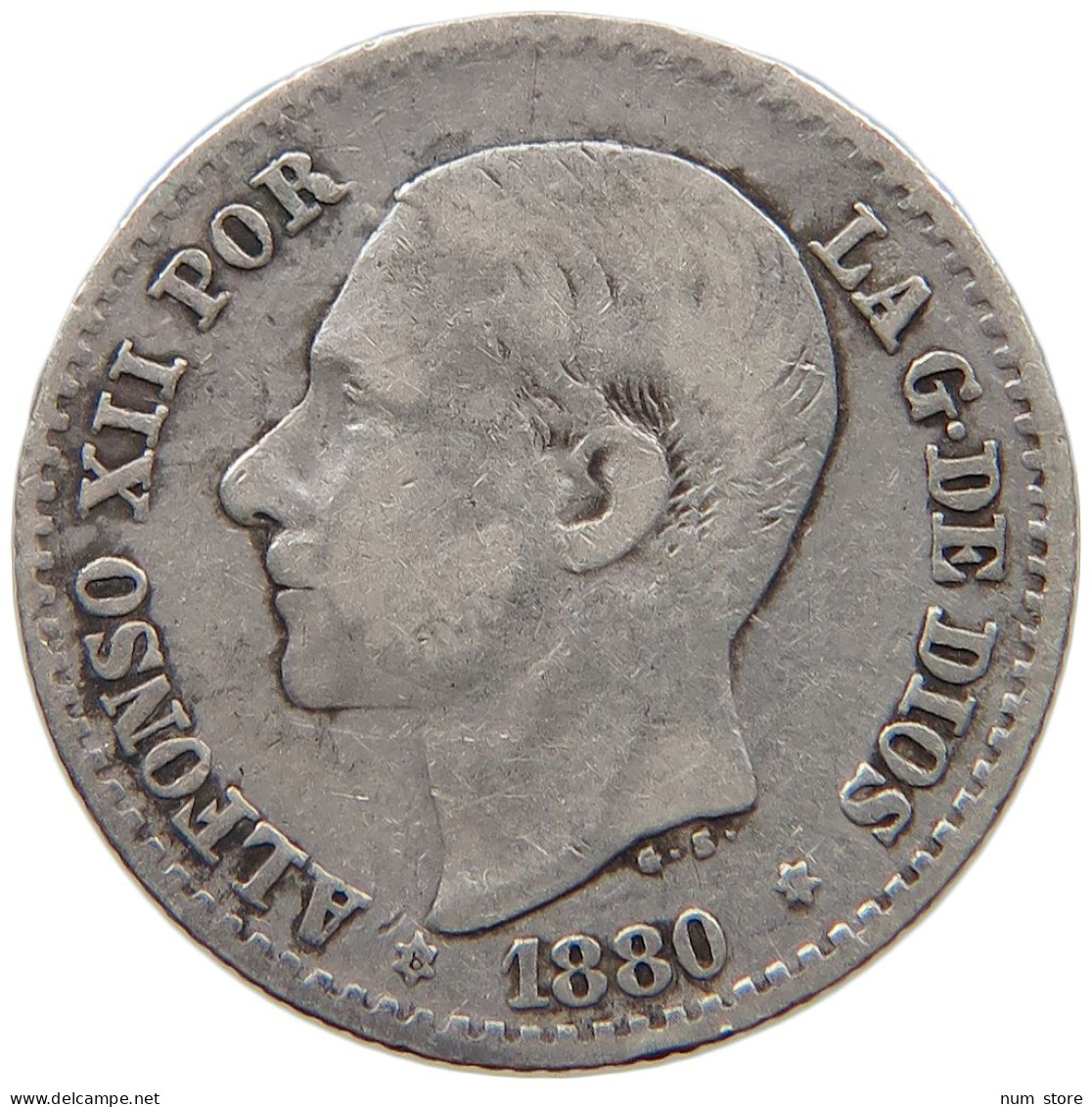 SPAIN 50 CENTIMOS 1880 Alfonso XII. (1874–1885) #c058 0167 - Sonstige & Ohne Zuordnung