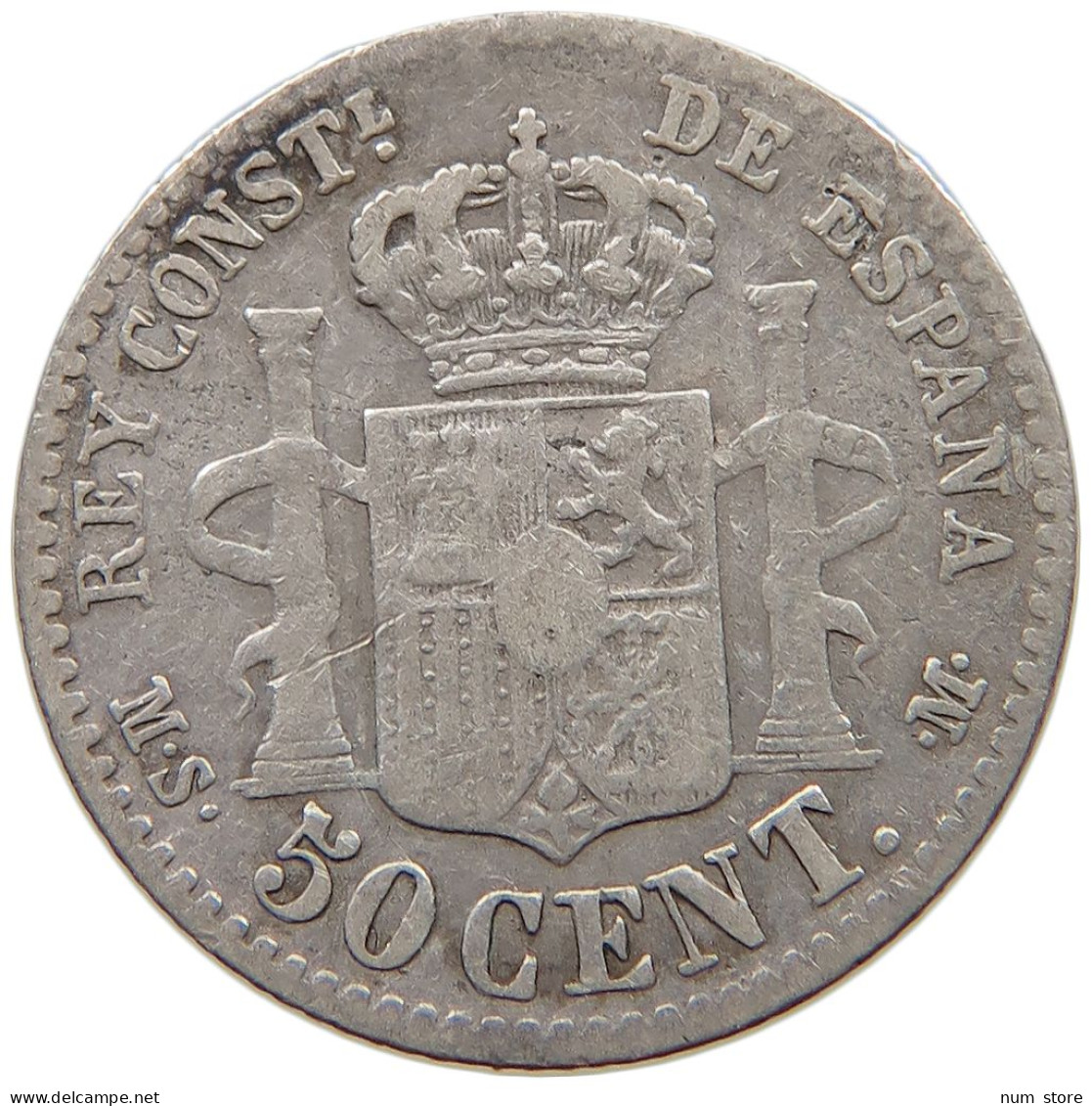 SPAIN 50 CENTIMOS 1880 Alfonso XII. (1874–1885) #c058 0167 - Sonstige & Ohne Zuordnung