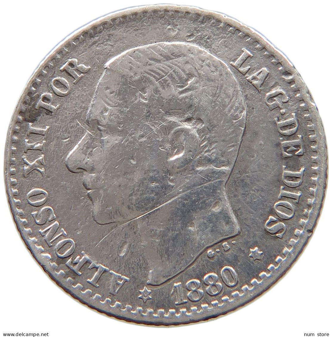 SPAIN 50 CENTIMOS 1880 Alfonso XII. (1874–1885) #c019 0055 - Andere & Zonder Classificatie