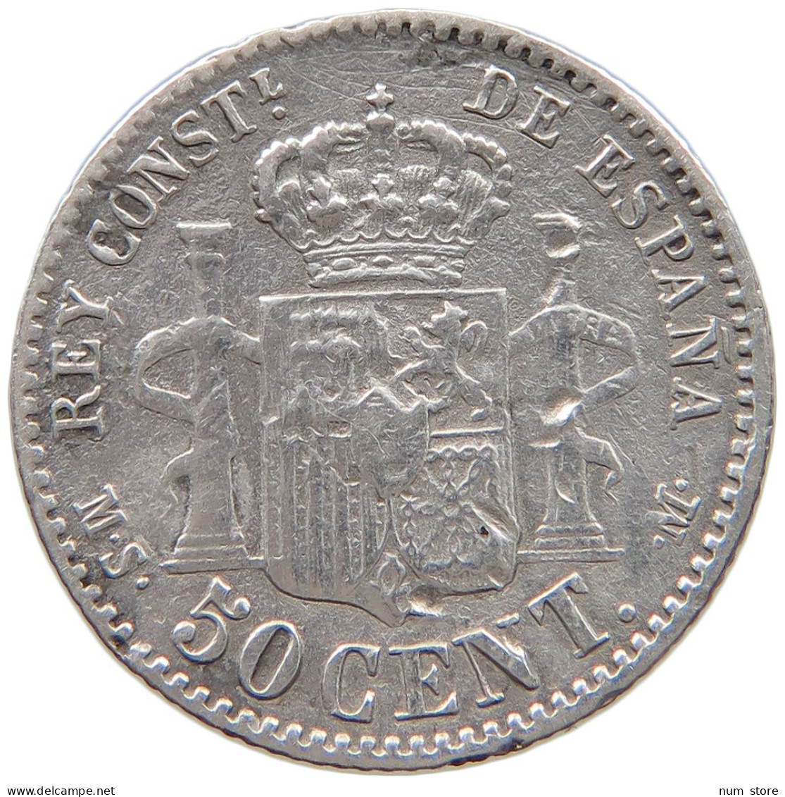 SPAIN 50 CENTIMOS 1880 Alfonso XII. (1874–1885) #c019 0055 - Sonstige & Ohne Zuordnung