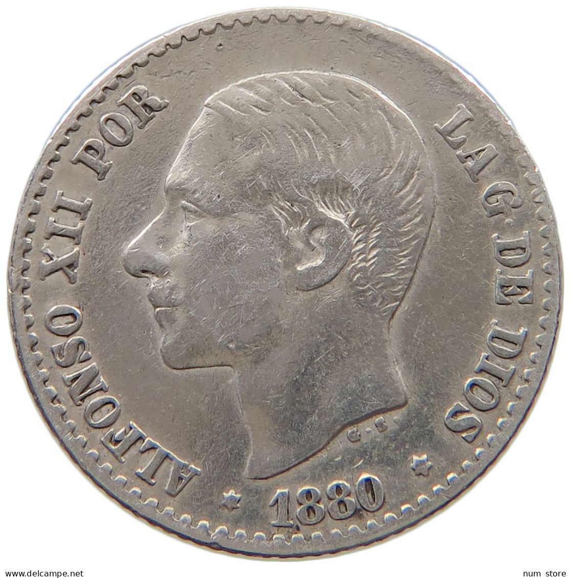 SPAIN 50 CENTIMOS 1880 Alfonso XII. (1874–1885) #a045 0803 - Andere & Zonder Classificatie