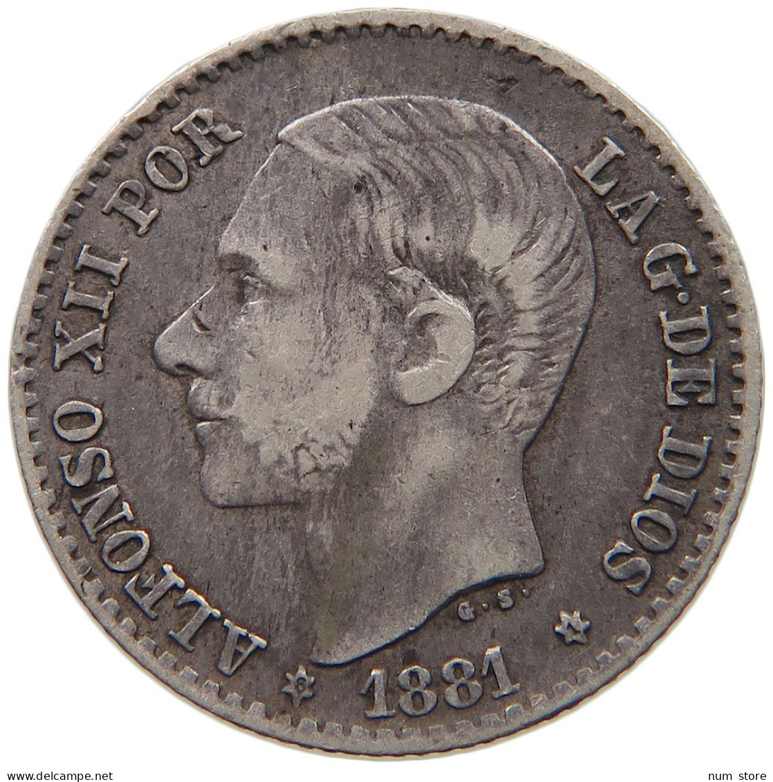 SPAIN 50 CENTAVOS 1881 Alfonso XII. (1874–1885) #c019 0061 - Sonstige & Ohne Zuordnung